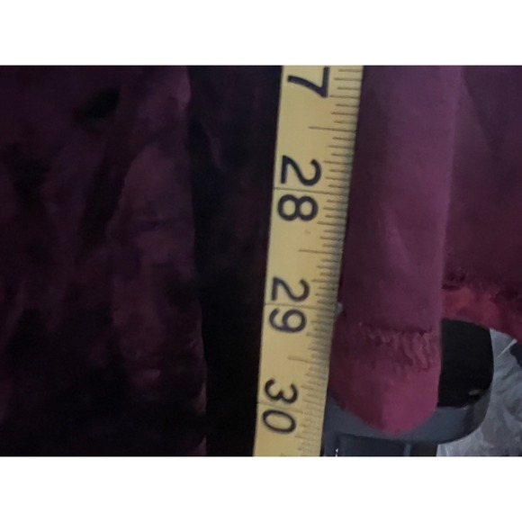 Carole Little Womens Velvet Cardigan Duster Floral Applique Burgundy Size Medium - Picture 6 of 9